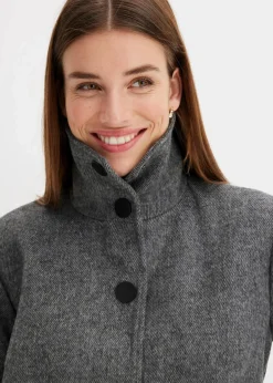 bonprix Bekleidung·Hosen|Jacken & Mäntel|Kurzmantel in Wolloptik schwarz meliert