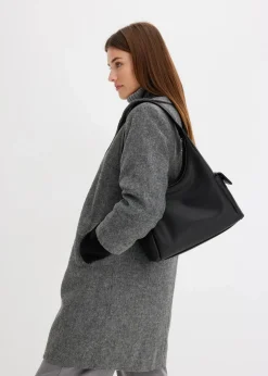 bonprix Bekleidung·Hosen|Jacken & Mäntel|Kurzmantel in Wolloptik schwarz meliert