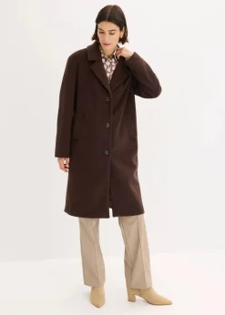 bonprix Bekleidung·Hosen|Jacken & Mäntel|Kurzmantel in Wolloptik dunkelbraun