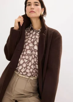 bonprix Bekleidung·Hosen|Jacken & Mäntel|Kurzmantel in Wolloptik dunkelbraun