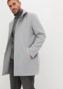 bonprix Große Größen|Jacken & Mäntel|Kurzmantel in Wolloptik hellgrau meliert