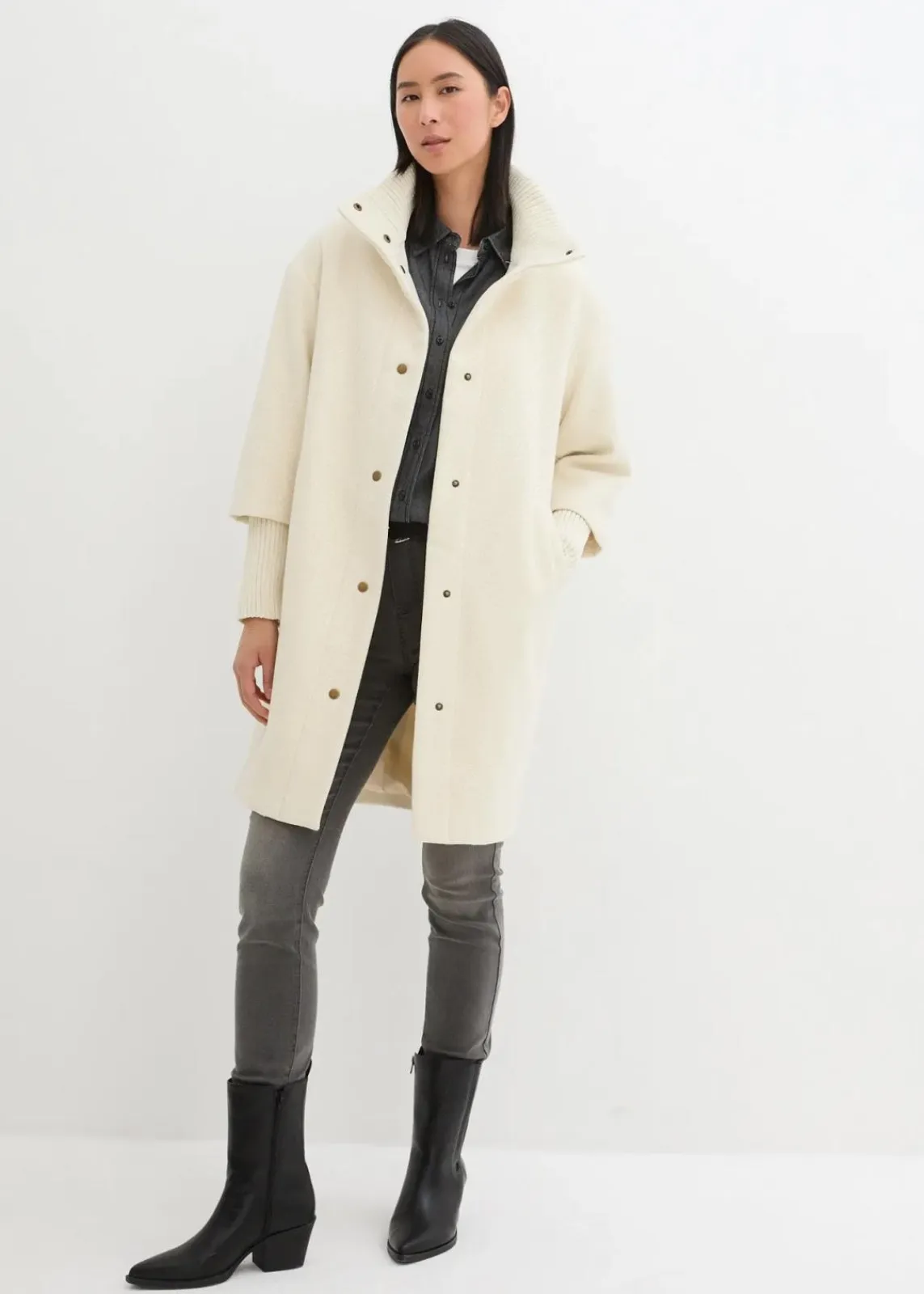 bonprix Jacken & Mäntel|Bekleidung·Hosen|Kurzmantel in Wolloptik natur