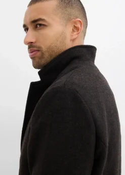 bonprix Jacken & Mäntel|Große Größen|Kurzmantel mit Wollanteil dunkelbraun meliert