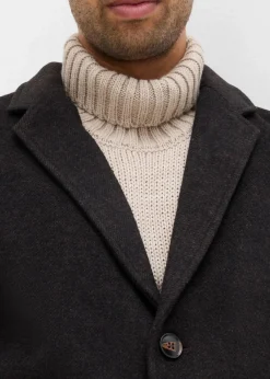 bonprix Jacken & Mäntel|Große Größen|Kurzmantel mit Wollanteil dunkelbraun meliert