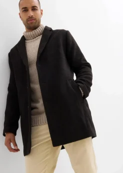 bonprix Jacken & Mäntel|Große Größen|Kurzmantel mit Wollanteil dunkelbraun meliert