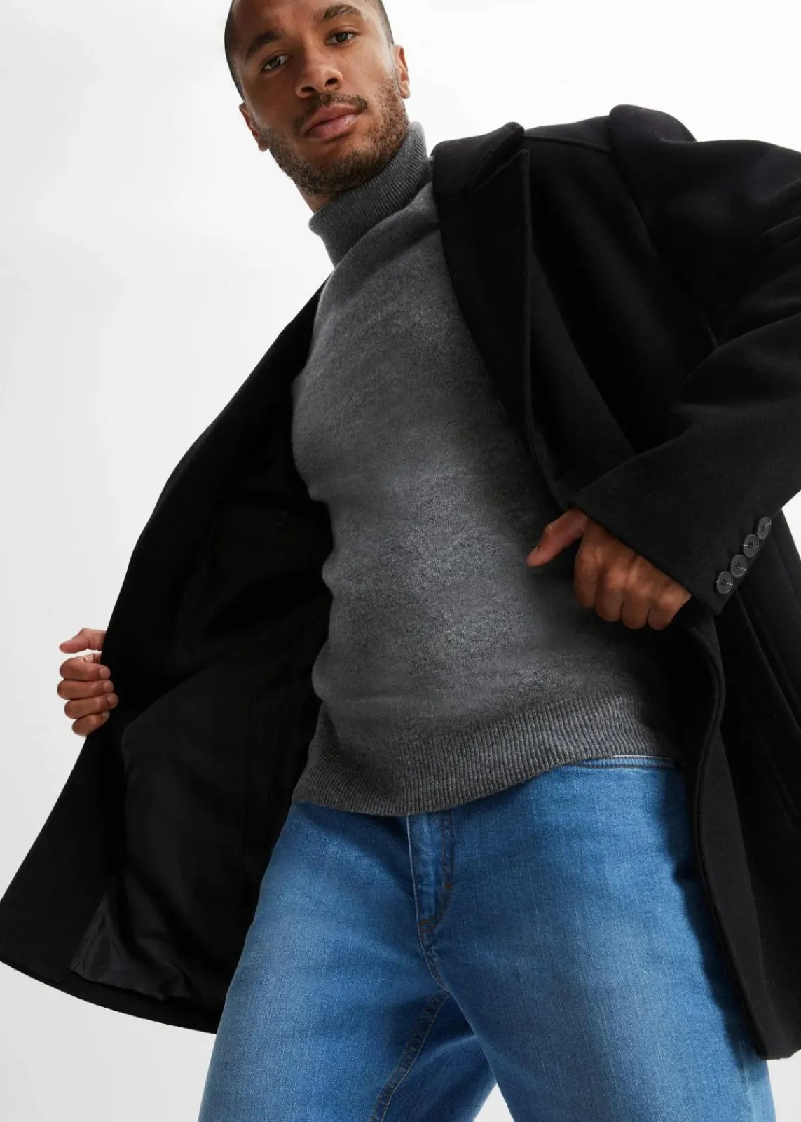 bonprix Große Größen|Jacken & Mäntel|Kurzmantel mit Woll-Anteil schwarz