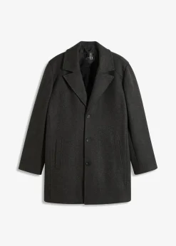 bonprix Jacken & Mäntel|Große Größen|Kurzmantel mit Woll-Anteil anthrazit meliert