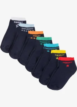 bonprix Mehrfachpacks|Mädchen·Strümpfe|Kurzsocken mit Bio-Baumwolle (7er Pack) dunkelblau mit Wochentagen