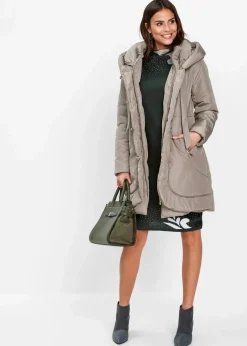 bonprix Jacken & Mäntel|Kurz-Steppmantel taupe