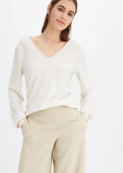 bonprix Bekleidung·Blusen & Tuniken|Sweat|Kuschel-Fleeceshirt mit Perlen natur