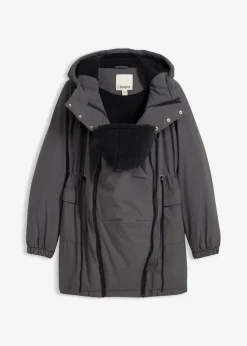 bonprix Bekleidung·Blazer|Umstandsmode|Kuschelig gefütterte Umstands-und Tragejacke dunkelgrau/schwarz