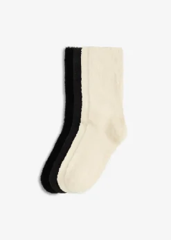 bonprix Homewear|Socken & Strumpfhosen|Kuschelsocken (4er Pack) schwarz +perlweiß