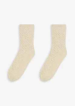 Kuschelsocken mit Lurexgarn, Teddyfutter und Antirutschsohle|bonprix Online