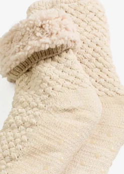 Kuschelsocken mit Lurexgarn, Teddyfutter und Antirutschsohle|bonprix Online
