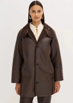 bonprix Bekleidung·Hosen|Jacken & Mäntel|Lammfellimitat-Jacke dunkelbraun