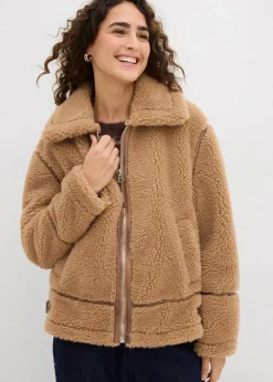 bonprix Jacken & Mäntel|Nachhaltigere Materialien|Lammfellimitat-Jacke camel