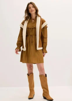 bonprix Bekleidung·Hosen|Jacken & Mäntel|Lammfellimitat-Weste cognac braun/naturbeige