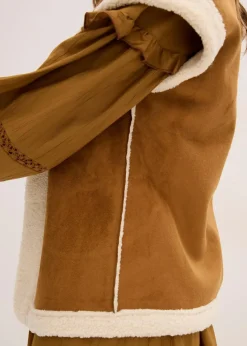 bonprix Bekleidung·Hosen|Jacken & Mäntel|Lammfellimitat-Weste cognac braun/naturbeige