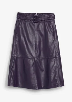 bonprix Bekleidung·Sportbekleidung|Röcke|Lammnappa-Lederrock mit Gürtel (2-tlg.-Set) pflaume