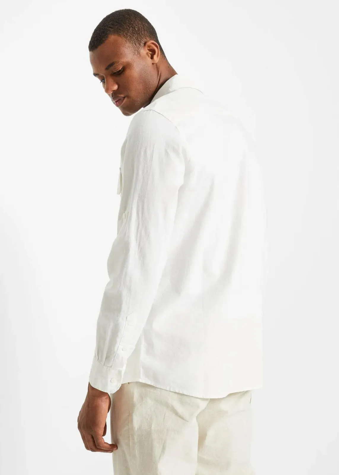 bonprix Große Größen|Hemden|Langarmhemd aus kühlendem Leinen-Mix weiß