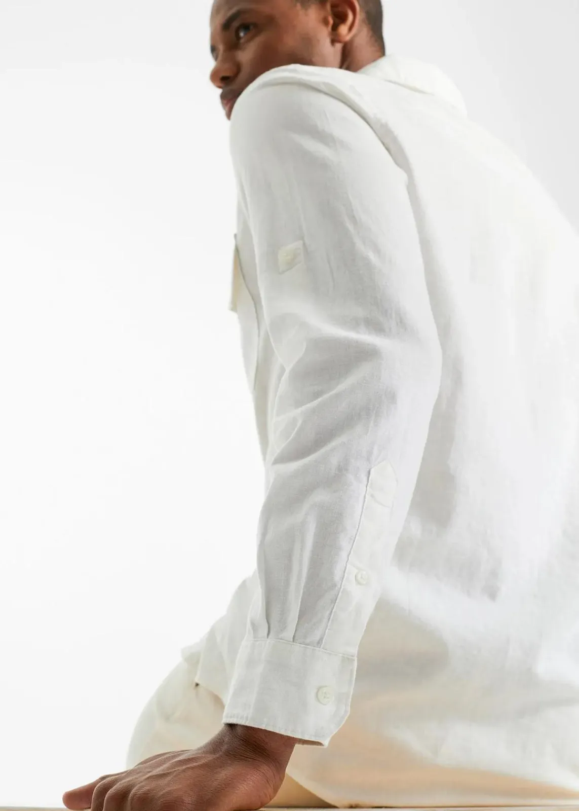 bonprix Große Größen|Hemden|Langarmhemd aus kühlendem Leinen-Mix weiß