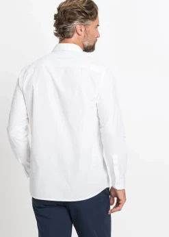 bonprix Hemden|Große Größen|Langarmhemd aus reiner Baumwolle weiß