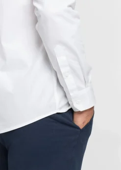 bonprix Hemden|Große Größen|Langarmhemd aus reiner Baumwolle weiß