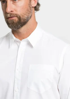 bonprix Hemden|Große Größen|Langarmhemd aus reiner Baumwolle weiß