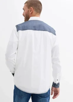 bonprix Große Größen|Hemden|Langarmhemd aus reiner Baumwolle weiß