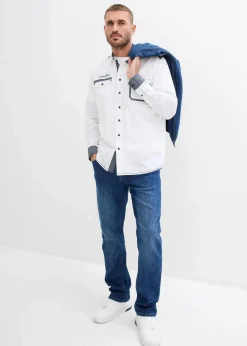 bonprix Große Größen|Hemden|Langarmhemd aus reiner Baumwolle weiß