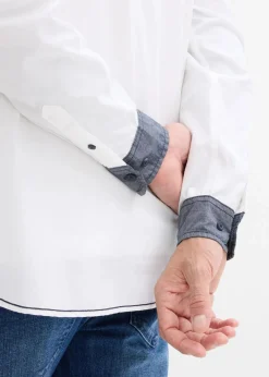 bonprix Große Größen|Hemden|Langarmhemd aus reiner Baumwolle weiß