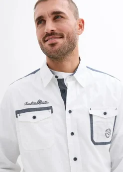 bonprix Große Größen|Hemden|Langarmhemd aus reiner Baumwolle weiß