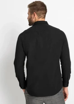 bonprix Große Größen|Hemden|Langarmhemd aus reiner Baumwolle schwarz