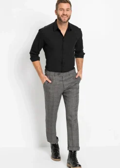 bonprix Große Größen|Hemden|Langarmhemd aus reiner Baumwolle schwarz