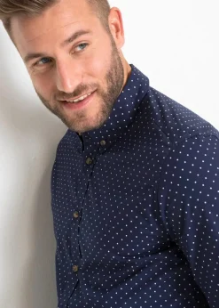 Langarmhemd aus reiner Baumwolle, Slim Fit|bonprix Hot