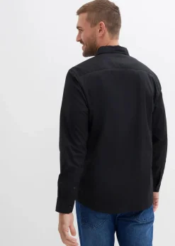 bonprix Große Größen|Hemden|Langarmhemd aus reiner Baumwolle schwarz bedruckt