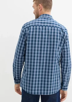 bonprix Große Größen|Hemden|Langarmhemd aus reiner Bio-Baumwolle tiefblau/rauchblau kariert
