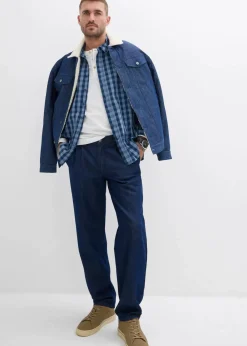 bonprix Große Größen|Hemden|Langarmhemd aus reiner Bio-Baumwolle tiefblau/rauchblau kariert