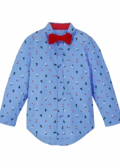 Langarmhemd mit Fliege und Weihnachtsmotiv (2-tlg.Set)|bonprix Hot