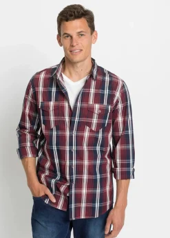 bonprix Große Größen|Hemden|Langarmhemd mit Komfortschnitt ahornrot kariert