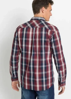 bonprix Große Größen|Hemden|Langarmhemd mit Komfortschnitt ahornrot kariert