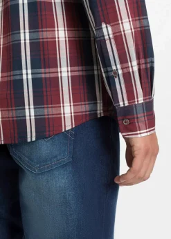 bonprix Große Größen|Hemden|Langarmhemd mit Komfortschnitt ahornrot kariert