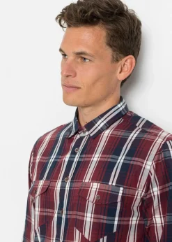 bonprix Große Größen|Hemden|Langarmhemd mit Komfortschnitt ahornrot kariert