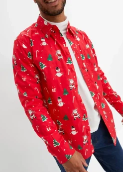 Langarmhemd mit Weihnachtsmotiv aus reiner Baumwolle|bonprix Hot