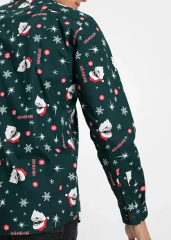 Langarmhemd mit Weihnachts-Druck aus reiner Baumwolle, Slim Fit|bonprix Outlet