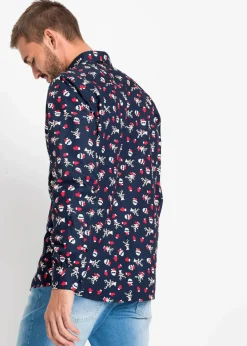Langarmhemd mit Weihnachts-Druck aus reiner Baumwolle, Slim Fit|bonprix Clearance