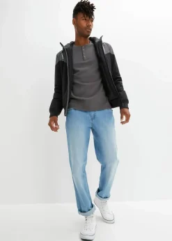 Langarm-Henleyshirt aus reiner Baumwolle|bonprix