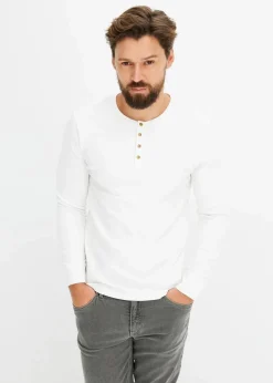 Langarm-Henleyshirt aus reiner Baumwolle|bonprix Online