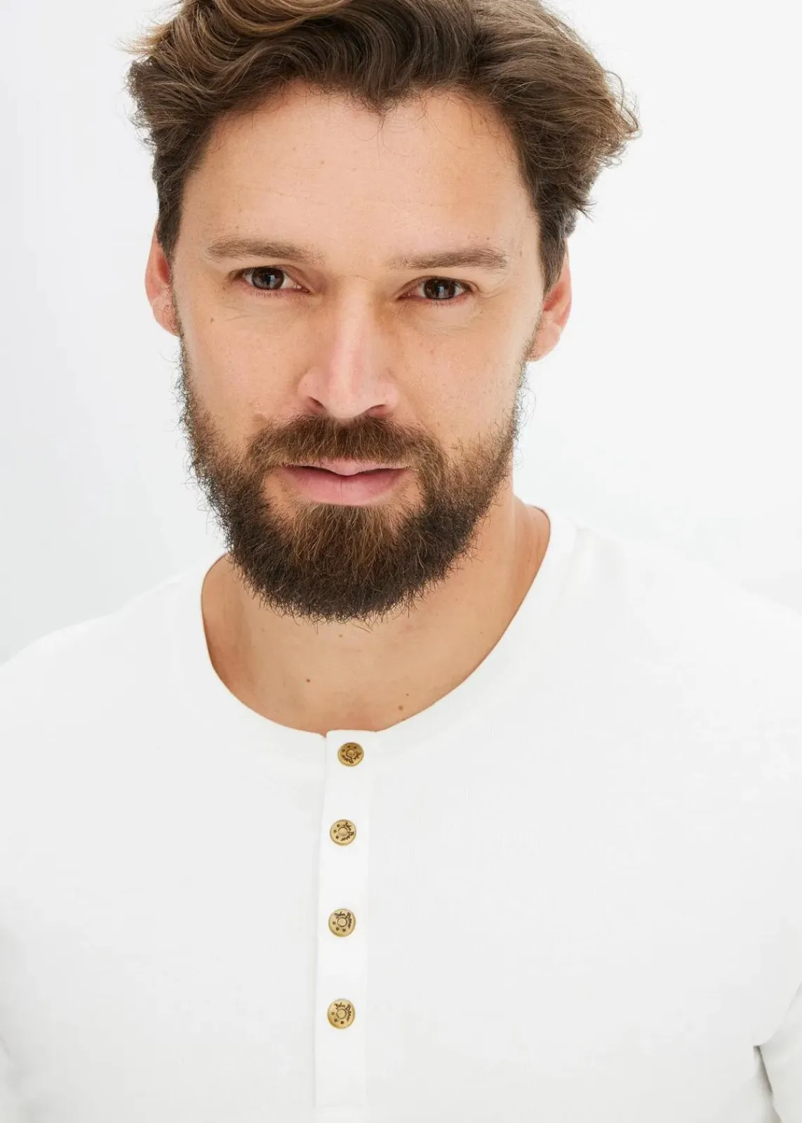 Langarm-Henleyshirt aus reiner Baumwolle|bonprix Online