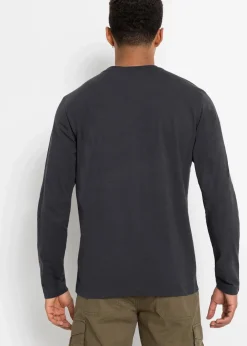 Langarm-Henleyshirt aus reiner Bio-Baumwolle (2er Pack)|bonprix New